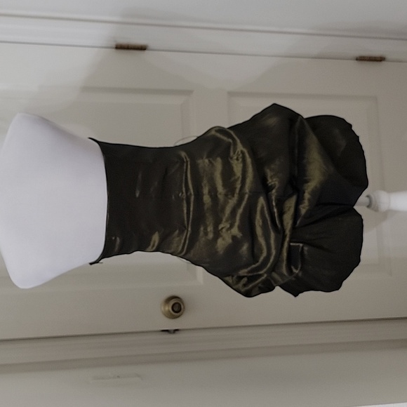 Jessica McClintlock Size 6 Metallic Olive Green Cocktail Satin Dress Gently Used - Picture 6 of 13